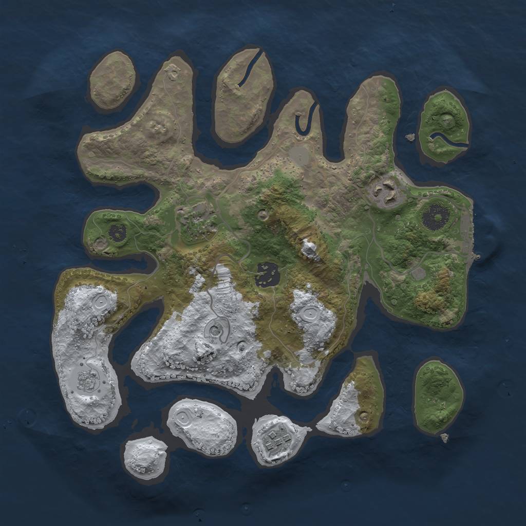 Rust Map: Procedural Map, Size: 3000, Seed: 1041546558, 12 Monuments