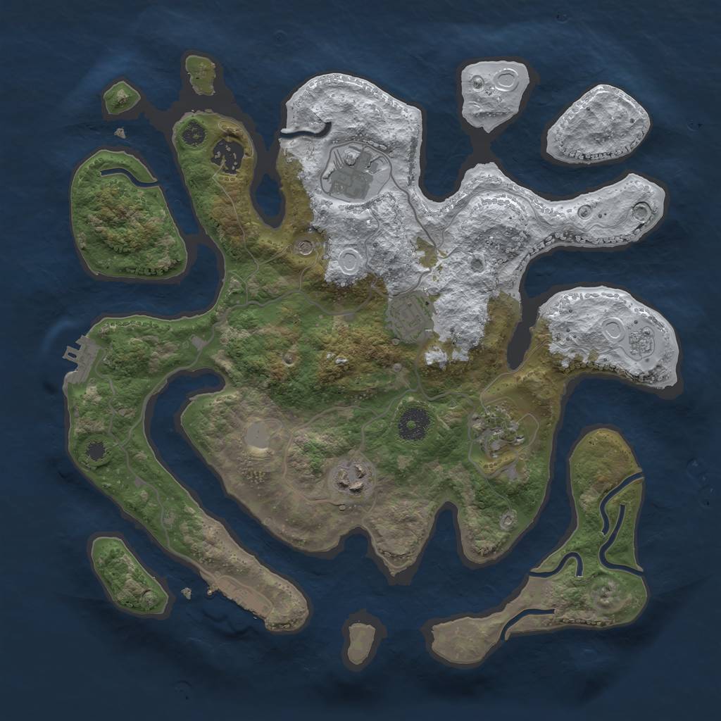 Rust Map: Procedural Map, Size: 3300, Seed: 1689479296, 14 Monuments