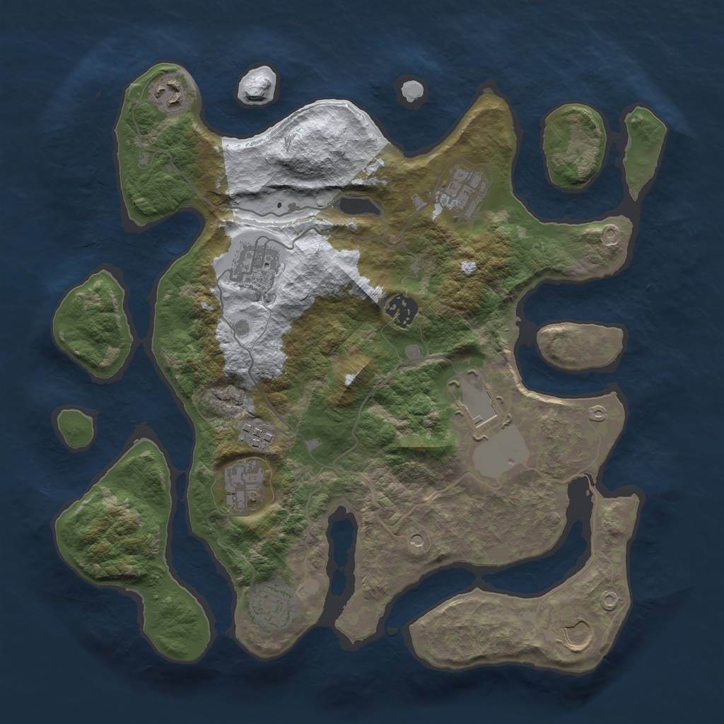 Rust Map: Barren, Size: 3500, Seed: 2755157, 12 Monuments