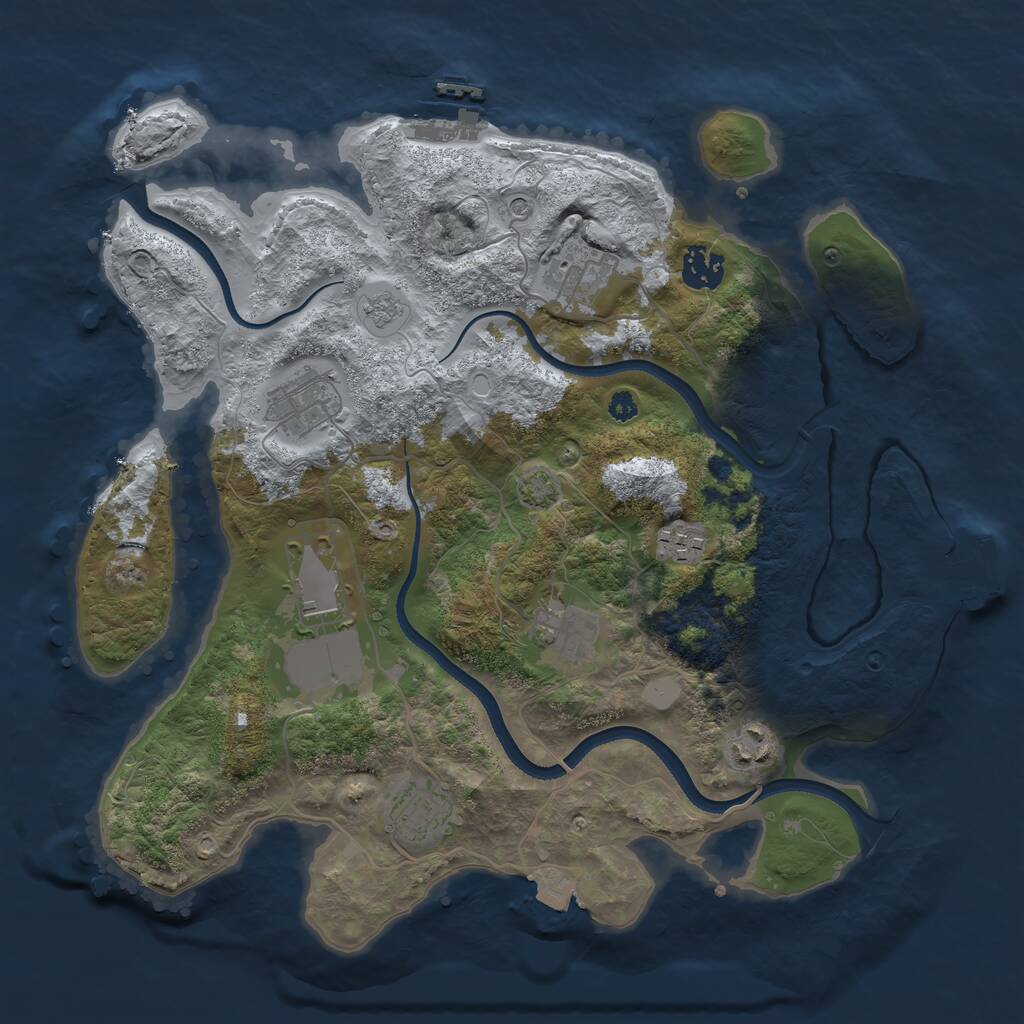 Rust Map: Procedural Map, Size: 3500, Seed: 2667719, 14 Monuments