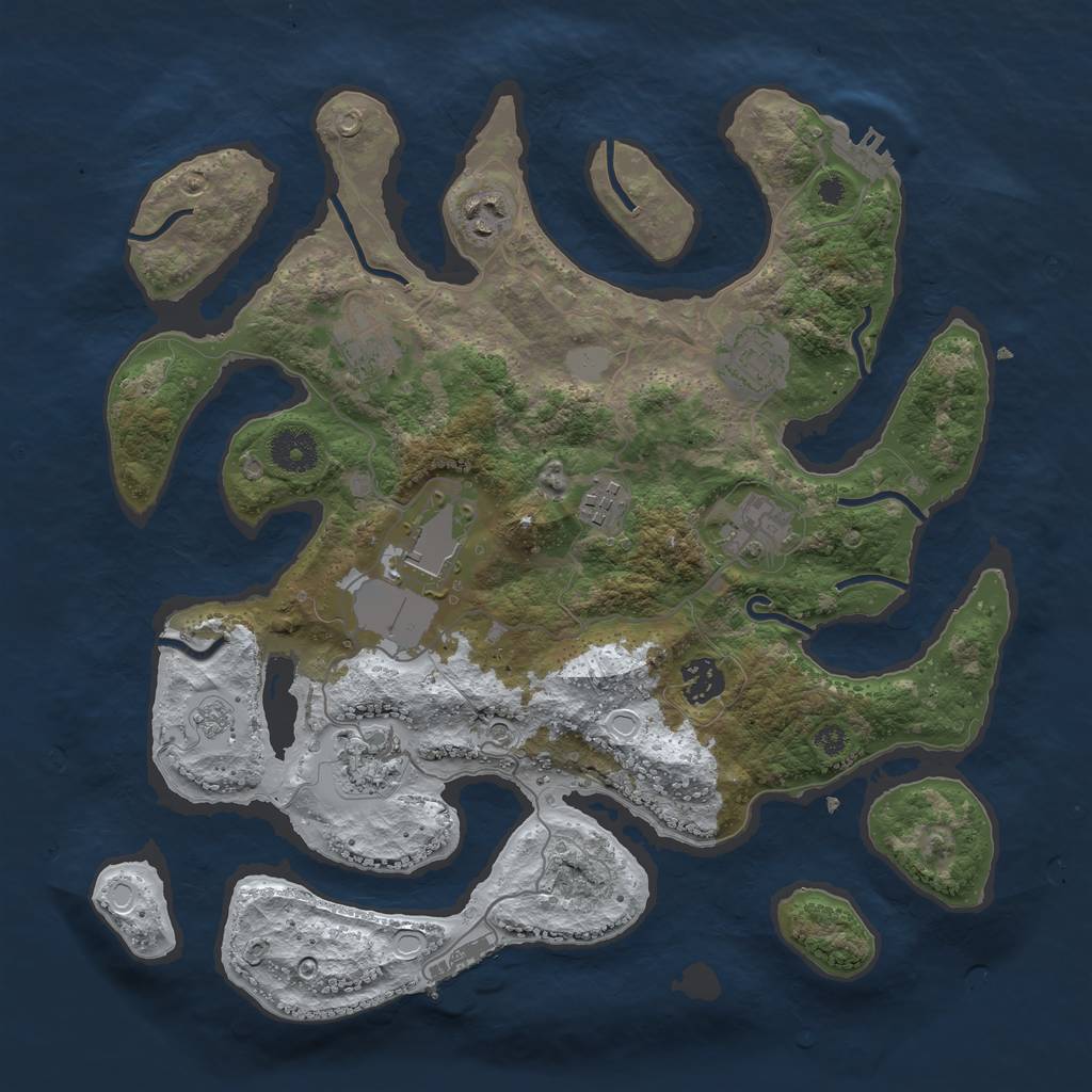 Rust Map: Procedural Map, Size: 3600, Seed: 1668807112, 17 Monuments