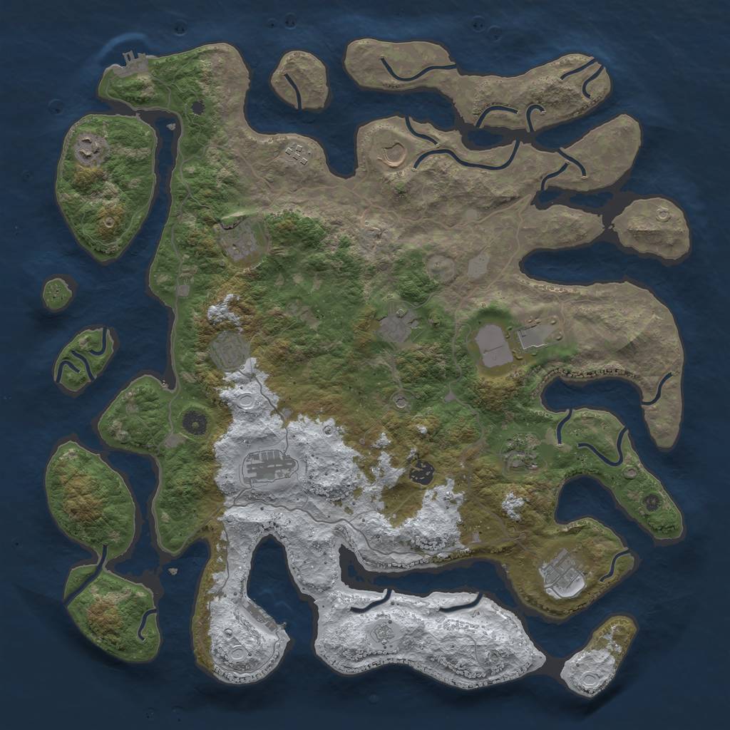 Rust Map: Procedural Map, Size: 4500, Seed: 100267, 20 Monuments
