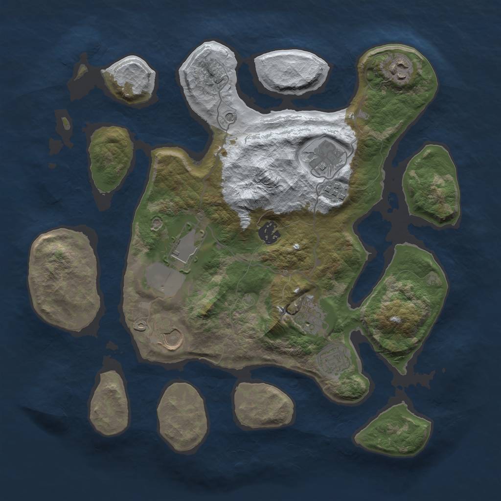 Rust Map: Barren, Size: 3500, Seed: 4252491, 11 Monuments