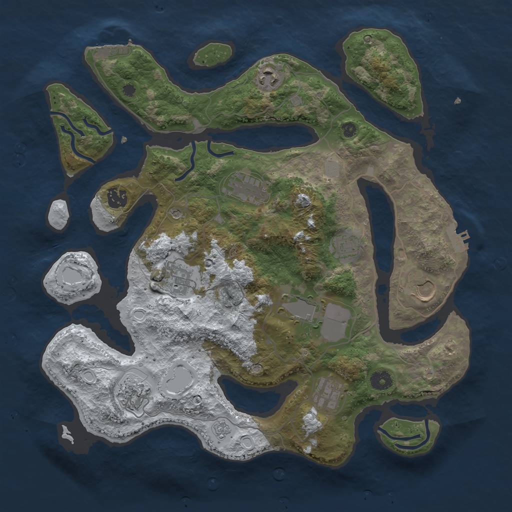 Rust Map: Procedural Map, Size: 3700, Seed: 1059367854, 18 Monuments