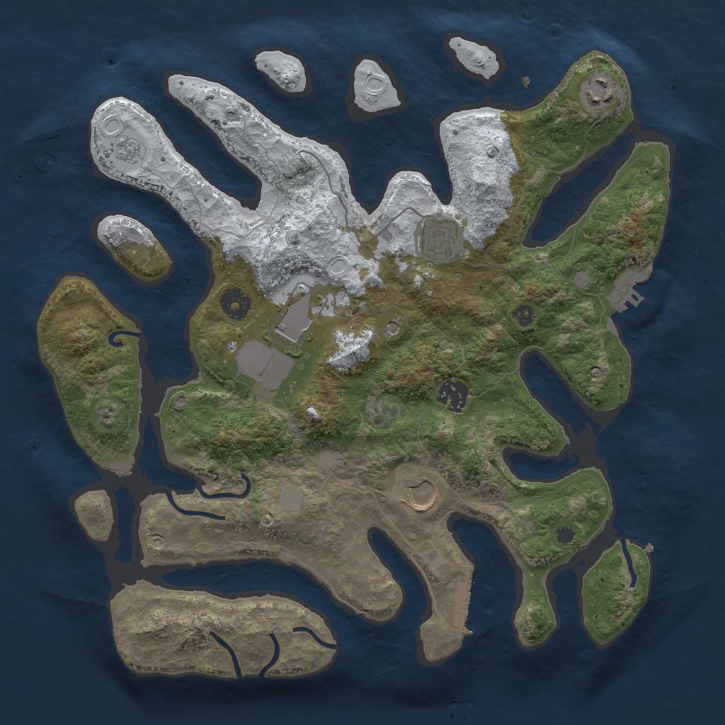 Rust Map: Procedural Map, Size: 3500, Seed: 5586915, 14 Monuments