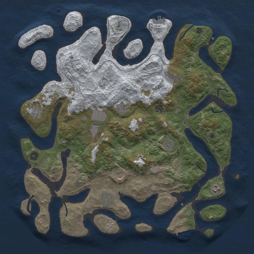 Rust Map: Procedural Map, Size: 4500, Seed: 4691955, 19 Monuments