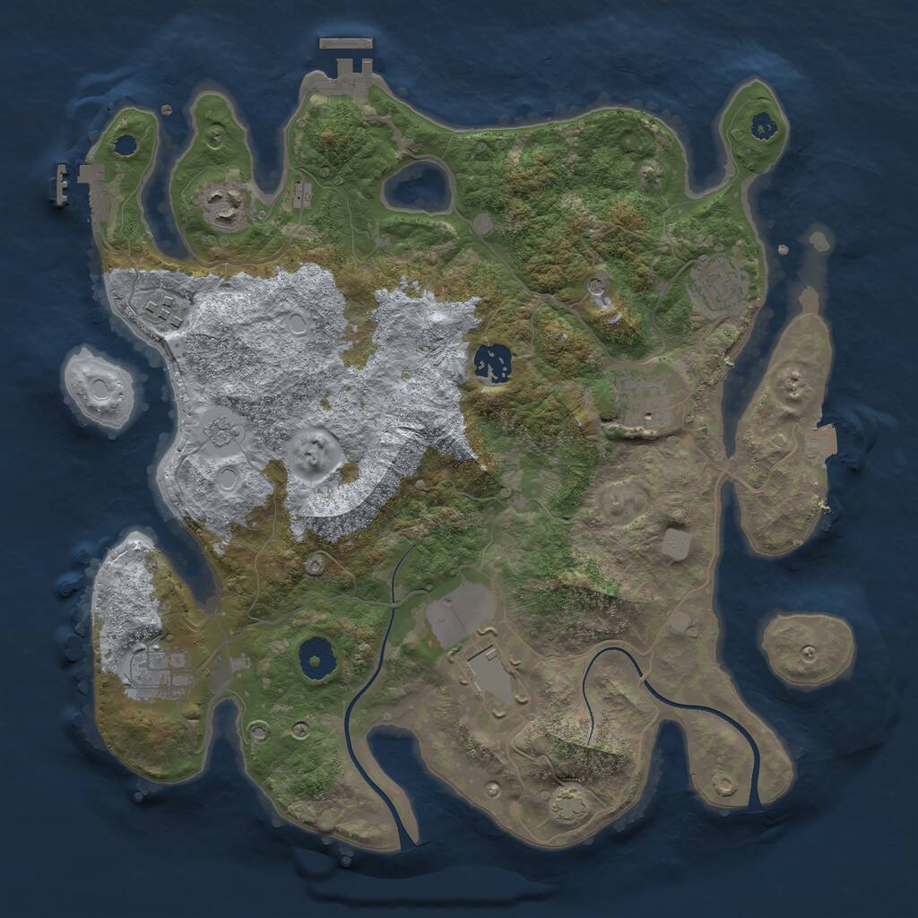 Rust Map: Procedural Map, Size: 3500, Seed: 3988586, 13 Monuments