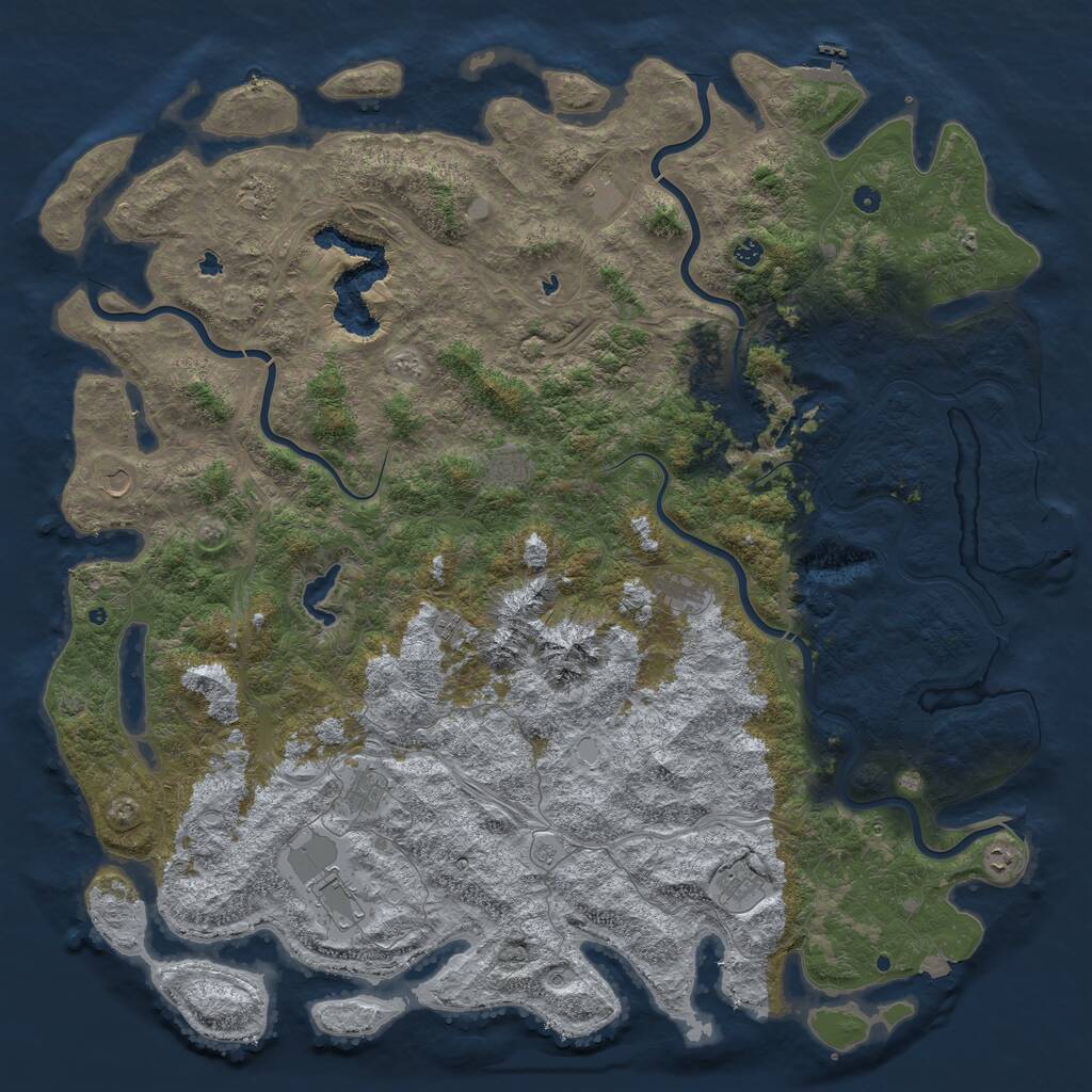 Rust Map: Procedural Map, Size: 6000, Seed: 163748, 17 Monuments