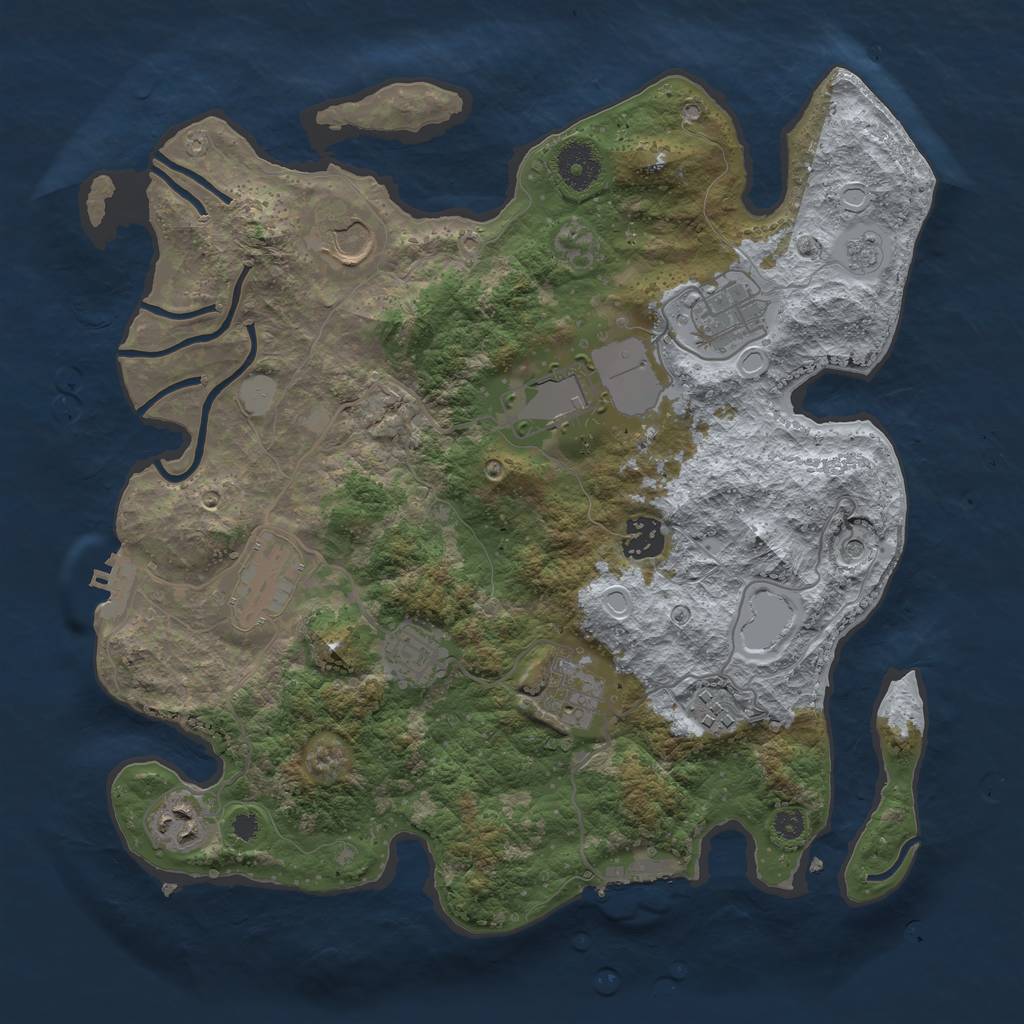 Rust Map: Procedural Map, Size: 3500, Seed: 671829445, 18 Monuments