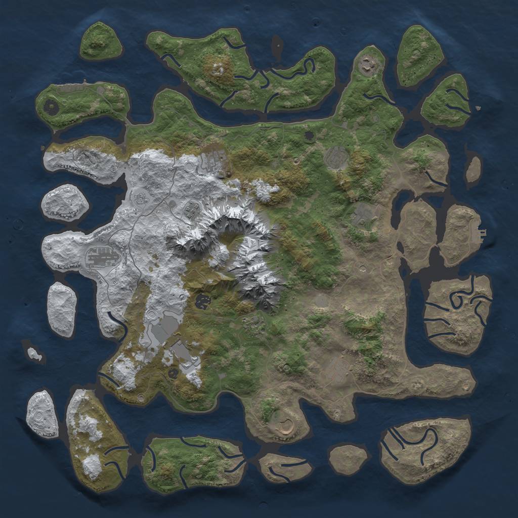 Rust Map: Procedural Map, Size: 5000, Seed: 4232578, 20 Monuments