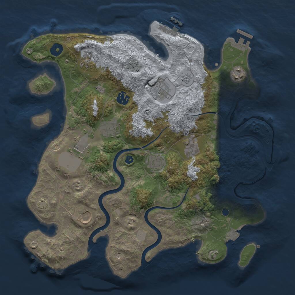 Rust Map: Procedural Map, Size: 3500, Seed: 2038007, 16 Monuments