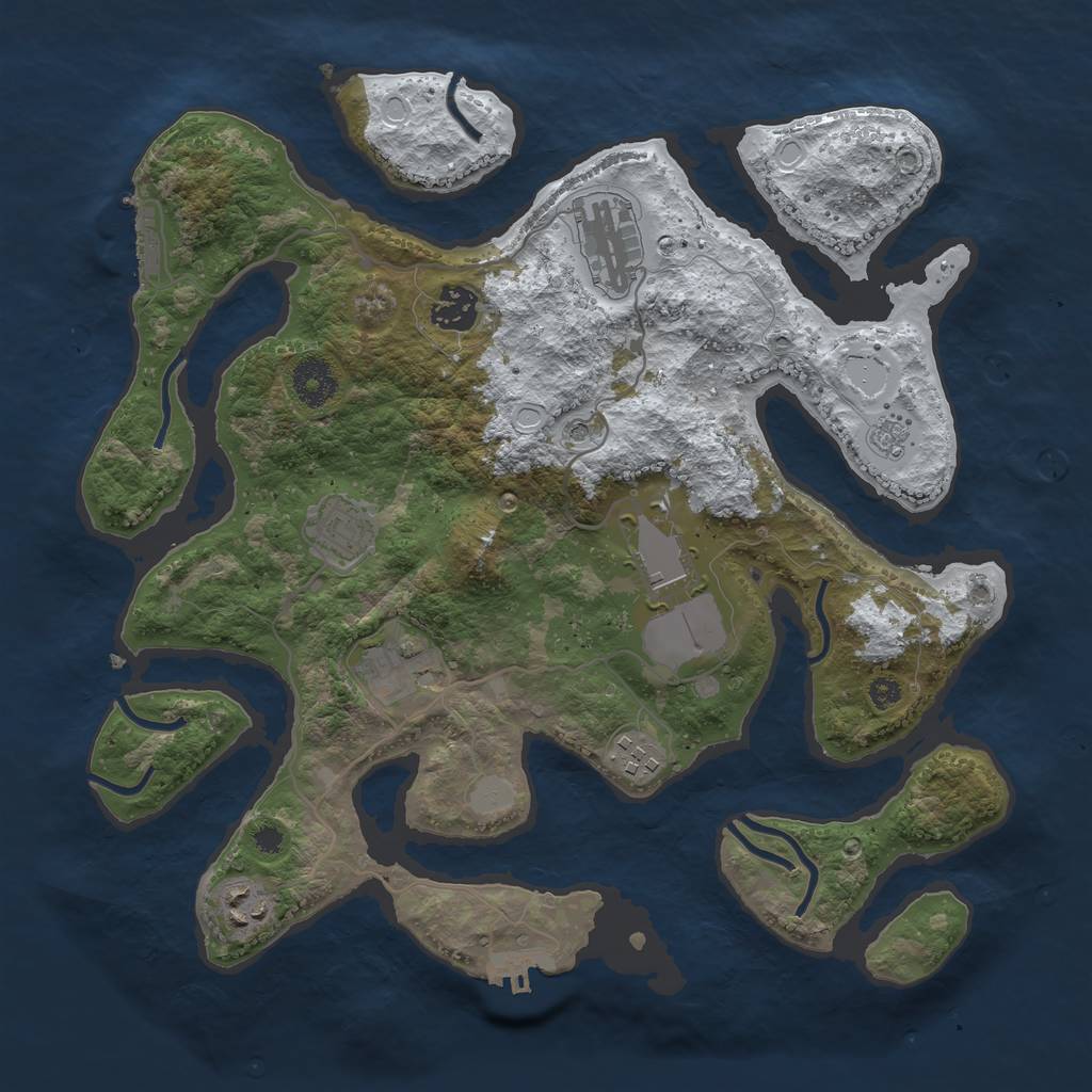 Rust Map: Procedural Map, Size: 3500, Seed: 52176786, 16 Monuments