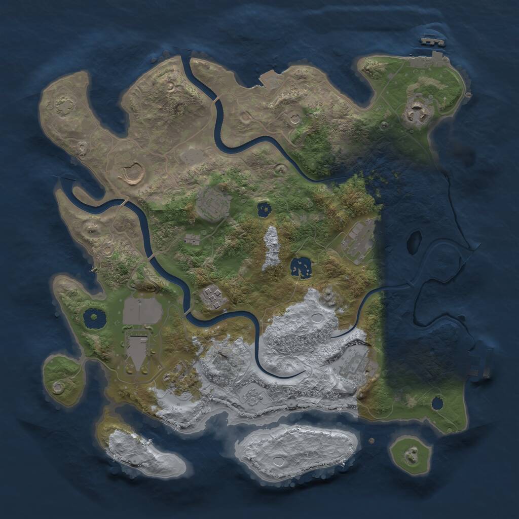 Rust Map: Procedural Map, Size: 3500, Seed: 1248526, 15 Monuments