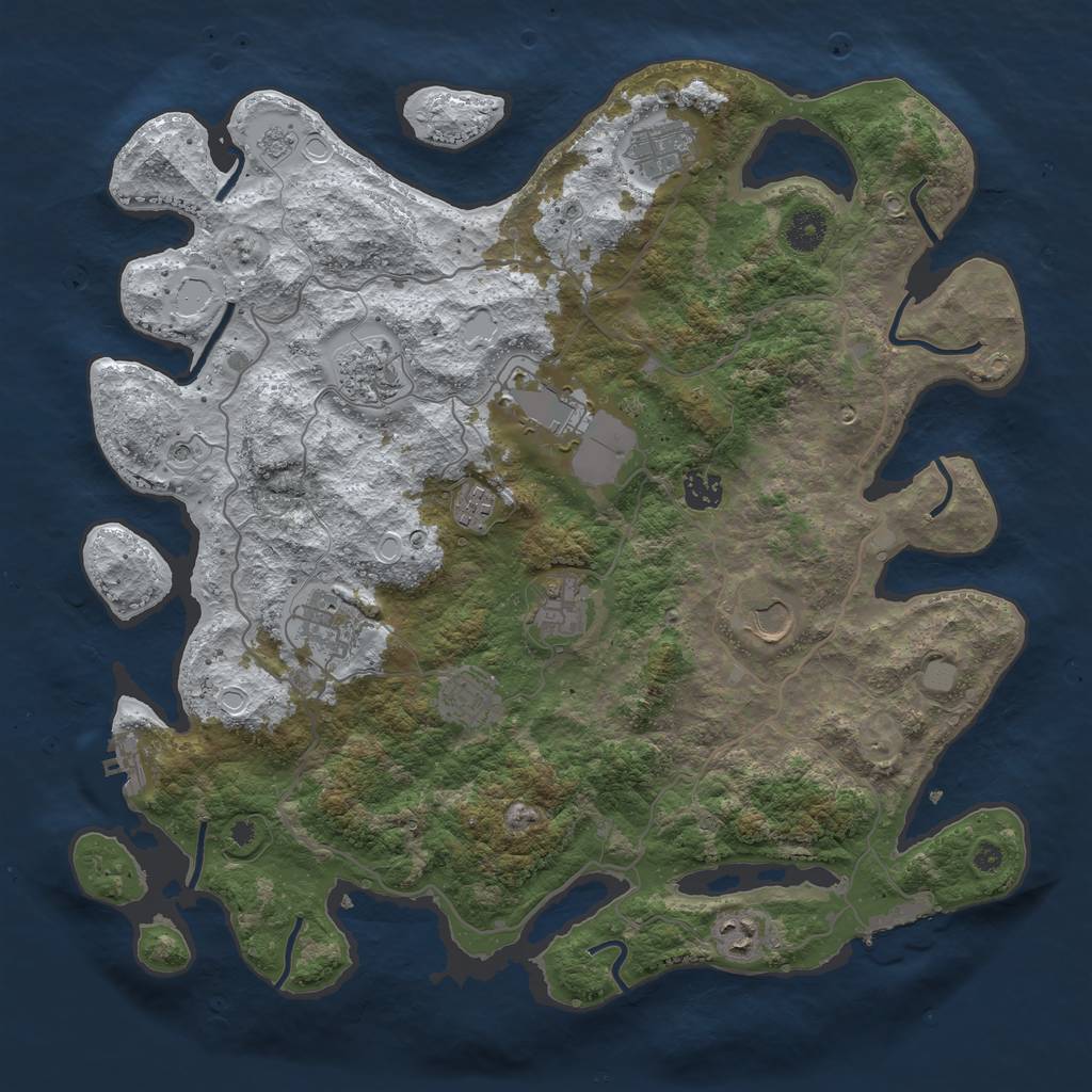 Rust Map: Procedural Map, Size: 4000, Seed: 2037338989, 19 Monuments