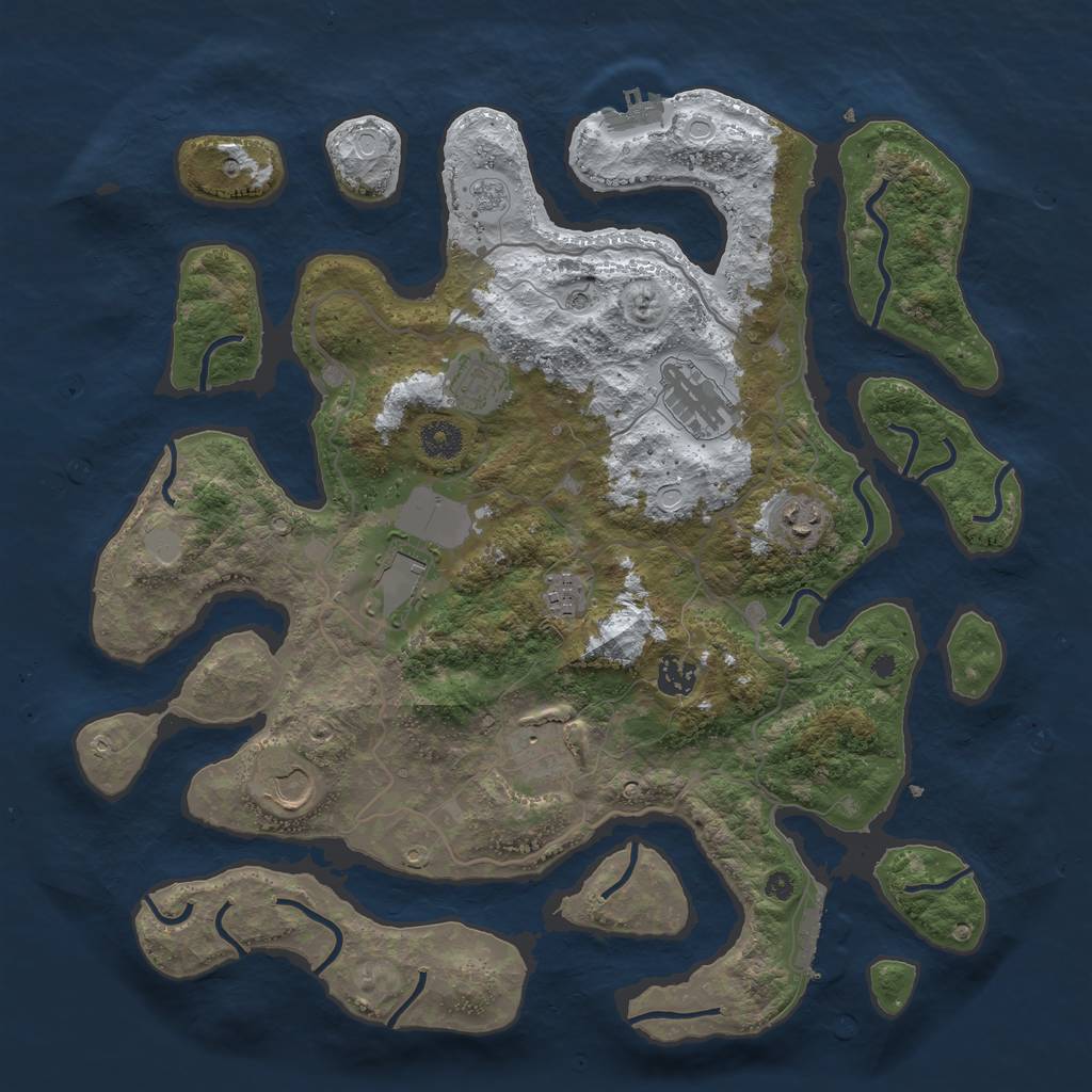 Rust Map: Procedural Map, Size: 4000, Seed: 20220304, 17 Monuments