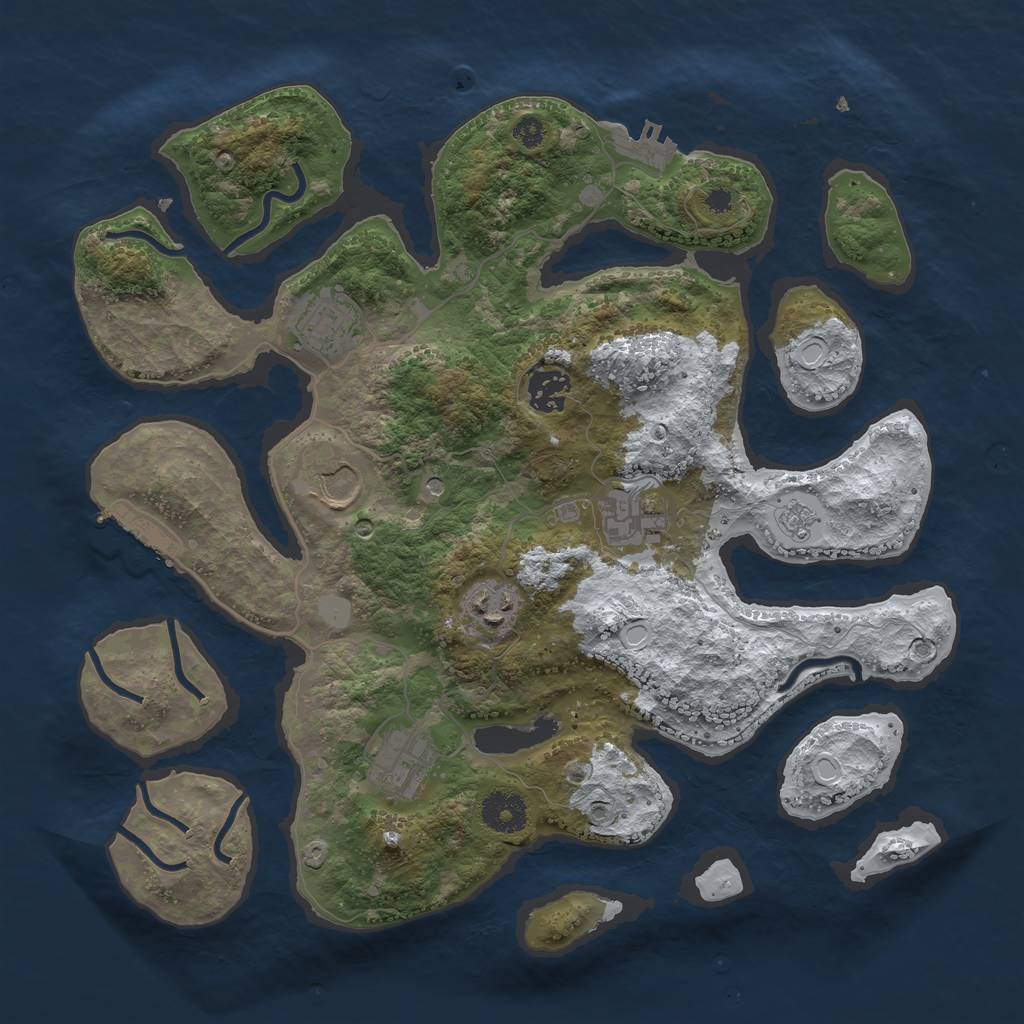 Rust Map: Procedural Map, Size: 3500, Seed: 1455192, 15 Monuments