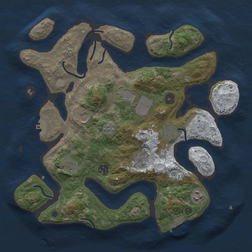 Rust Map: Procedural Map, Size: 3500, Seed: 4933287, 17 Monuments