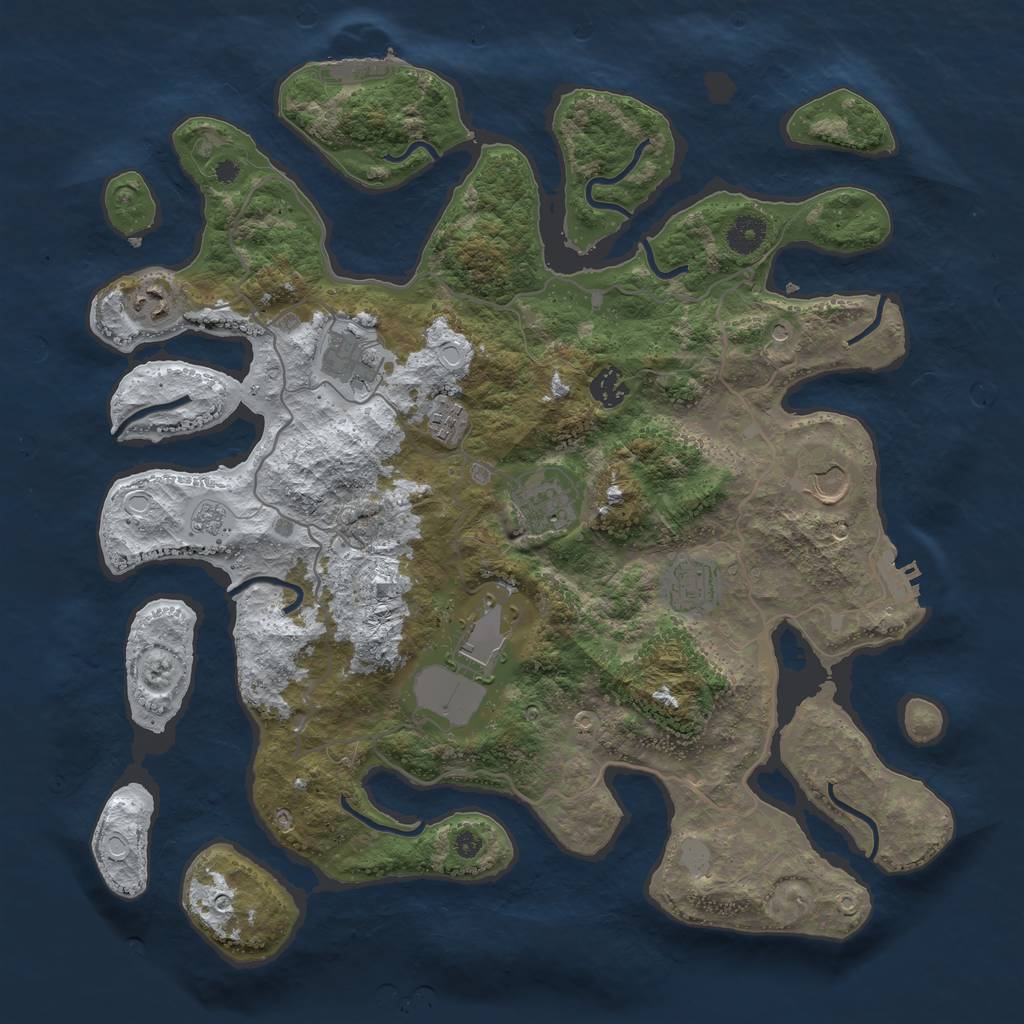 Rust Map: Procedural Map, Size: 4000, Seed: 1379520, 17 Monuments