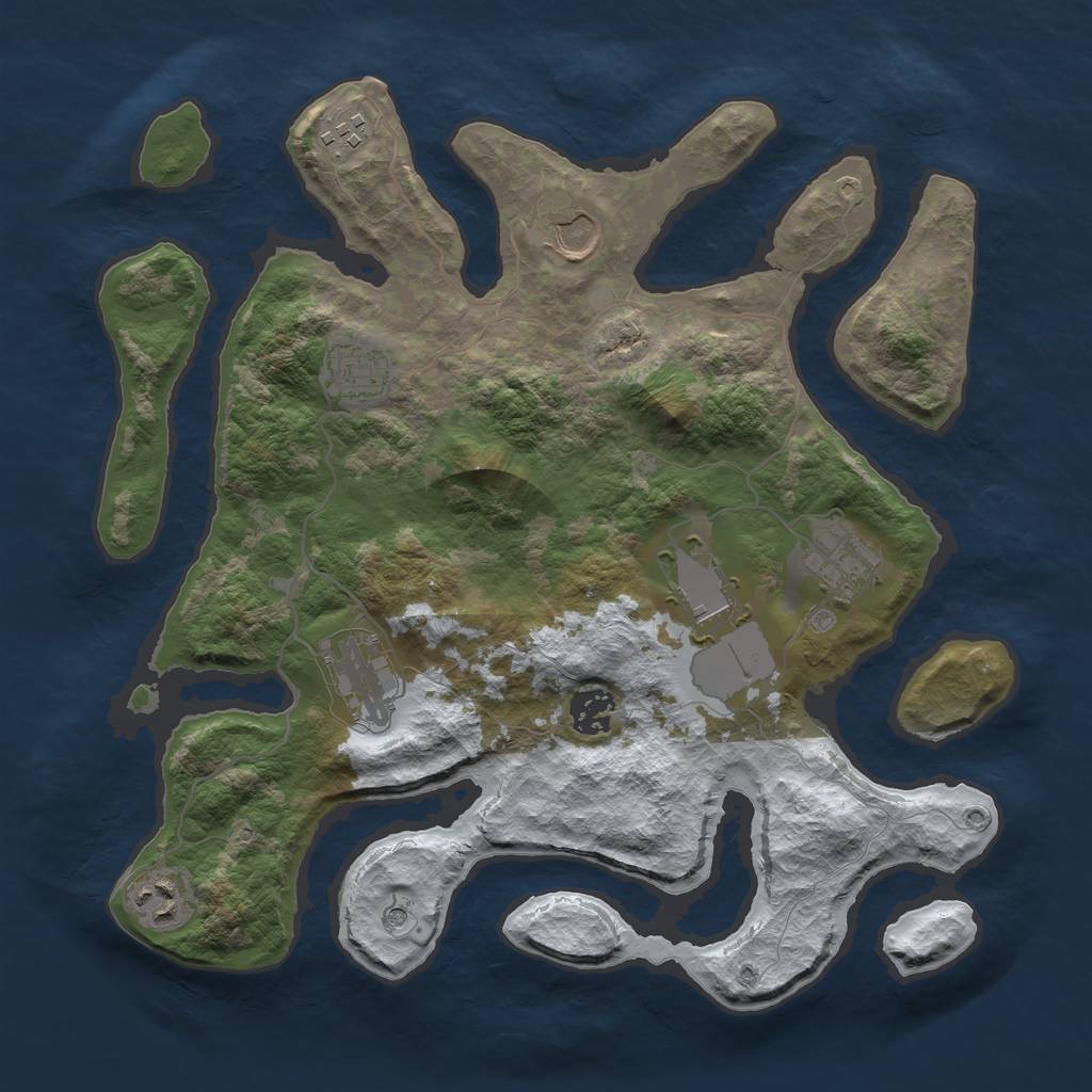 Rust Map: Barren, Size: 3500, Seed: 4150094, 11 Monuments