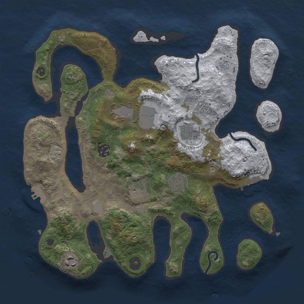 Rust Map: Procedural Map, Size: 3500, Seed: 217628, 16 Monuments