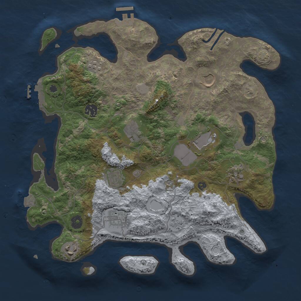 Rust Map: Procedural Map, Size: 3500, Seed: 5886985, 15 Monuments