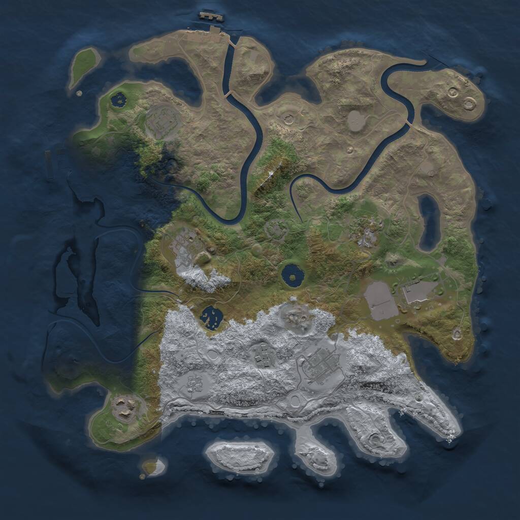 Rust Map: Procedural Map, Size: 3500, Seed: 5886985, 14 Monuments