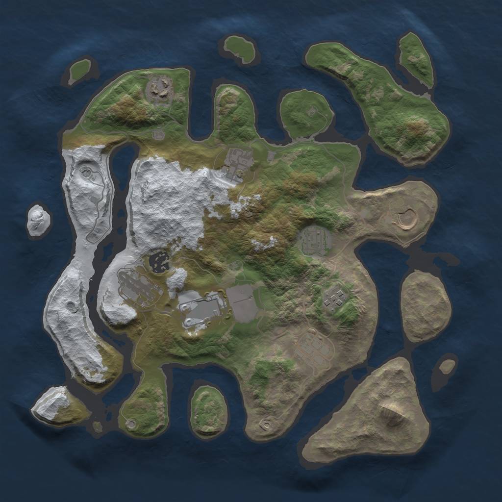 Rust Map: Barren, Size: 3500, Seed: 2023294, 12 Monuments