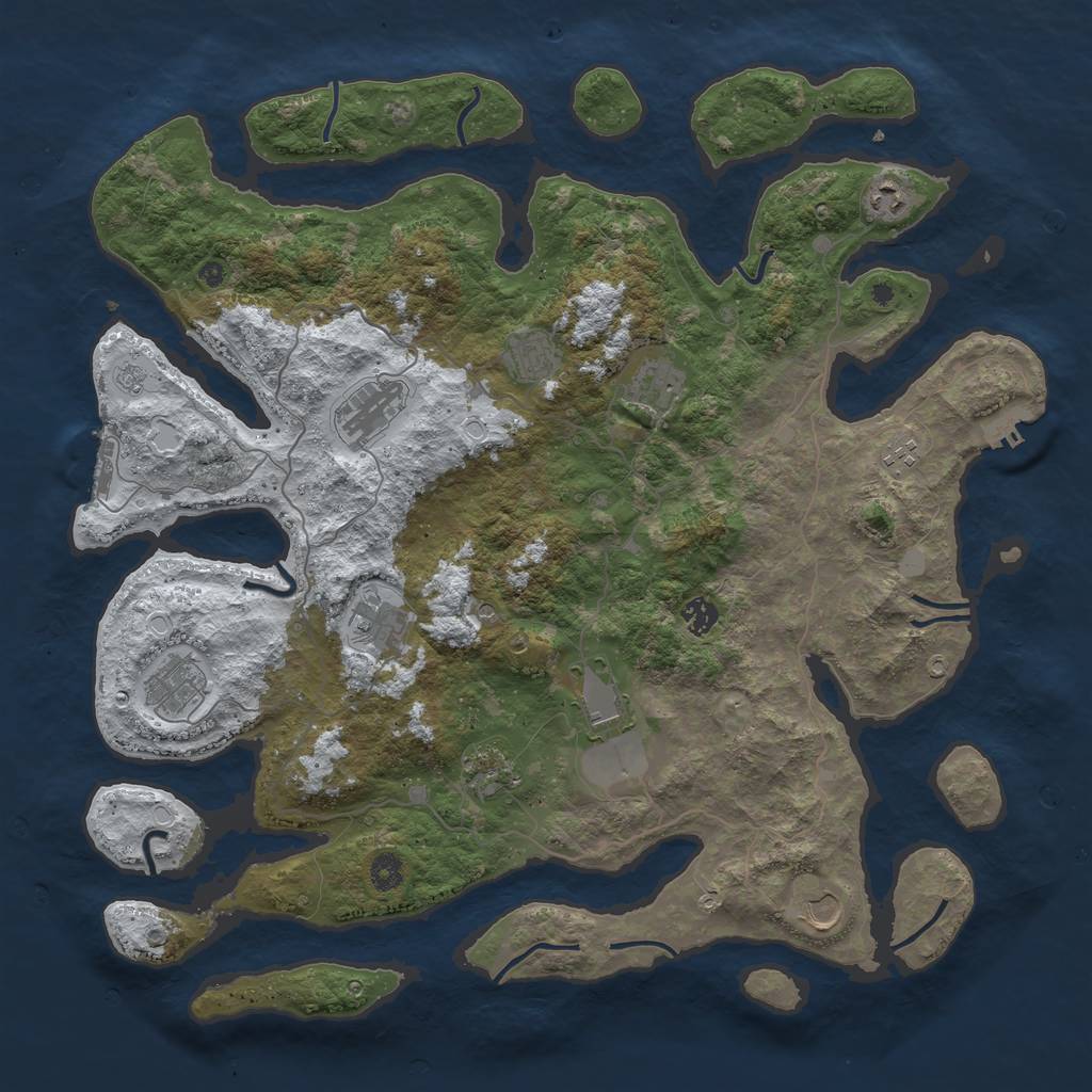 Rust Map: Procedural Map, Size: 4500, Seed: 1525, 20 Monuments