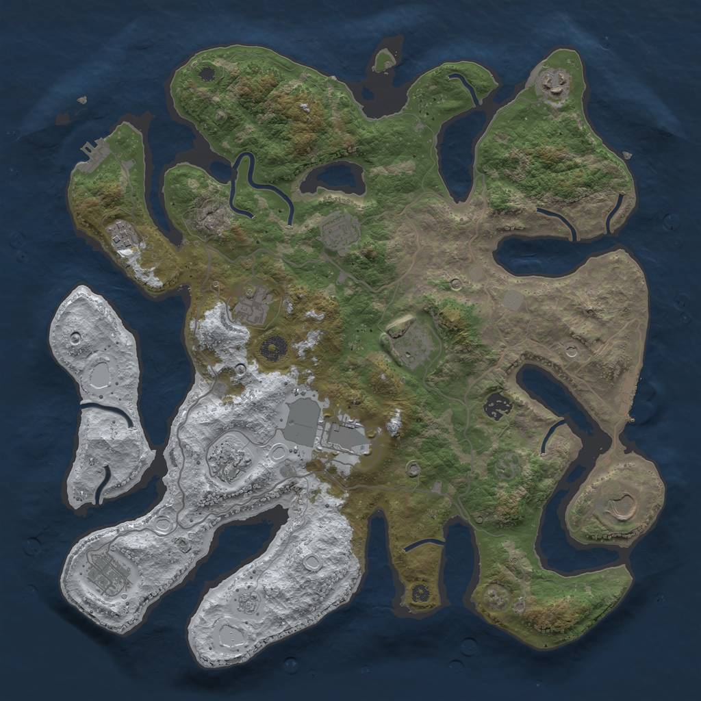 Rust Map: Procedural Map, Size: 4000, Seed: 276593710, 19 Monuments