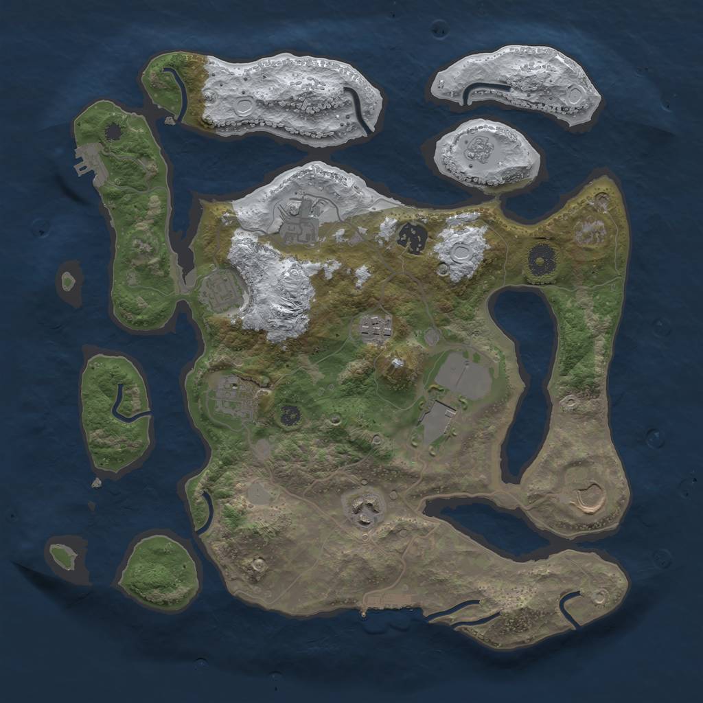 Rust Map: Procedural Map, Size: 3500, Seed: 2798975, 16 Monuments