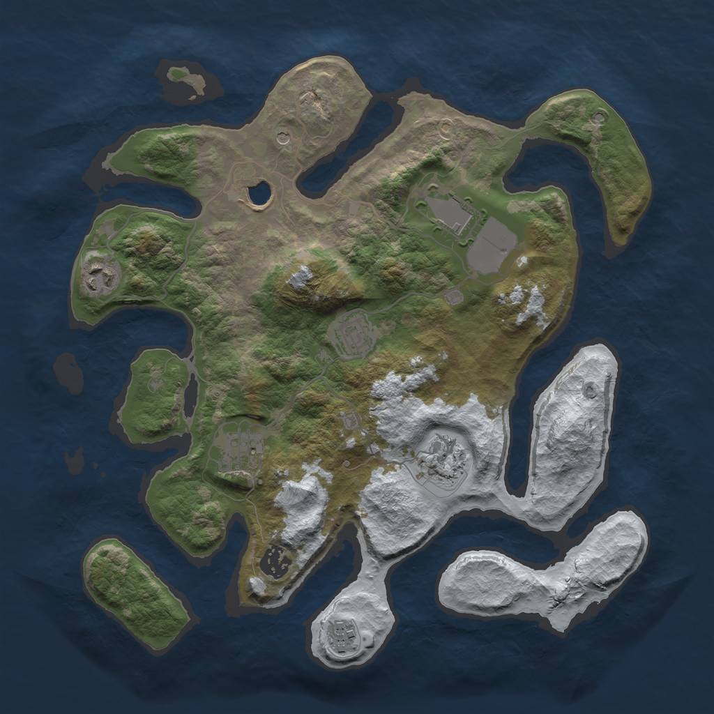 Rust Map: Barren, Size: 3500, Seed: 1467253, 11 Monuments