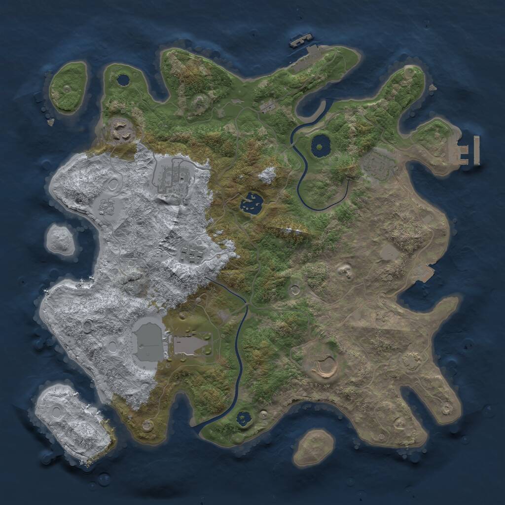 Rust Map: Procedural Map, Size: 3500, Seed: 3211278, 13 Monuments