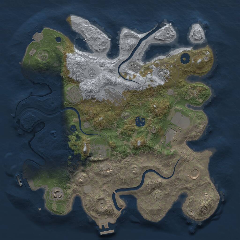 Rust Map: Procedural Map, Size: 3500, Seed: 5115573, 15 Monuments