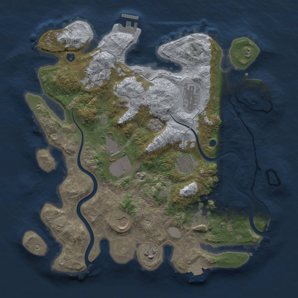 Rust Map: Procedural Map, Size: 3500, Seed: 6092643, 12 Monuments