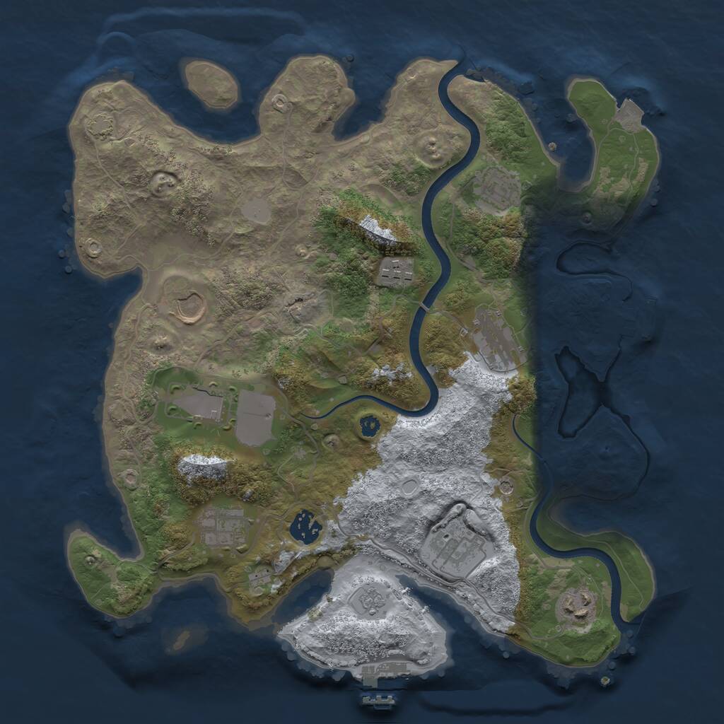 Rust Map: Procedural Map, Size: 3500, Seed: 5357692, 15 Monuments