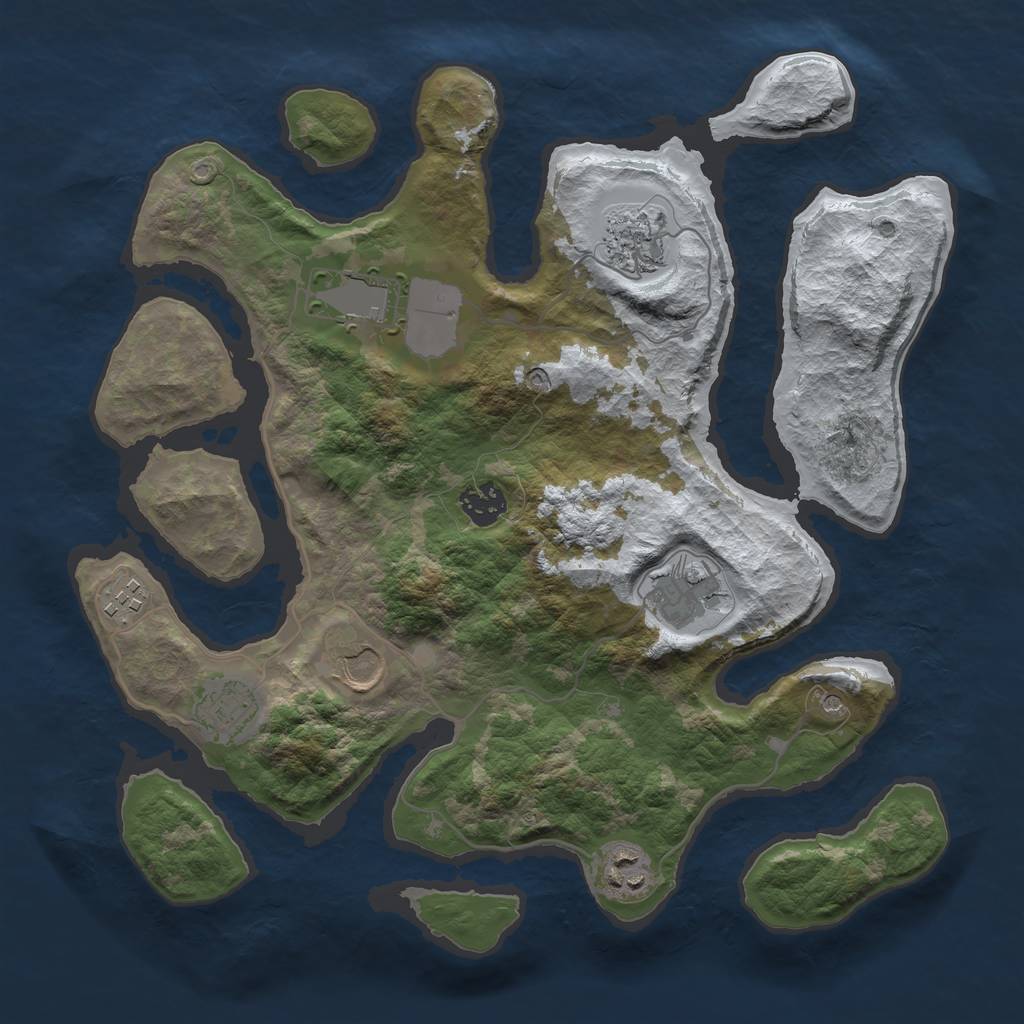 Rust Map: Barren, Size: 3500, Seed: 6278287, 11 Monuments