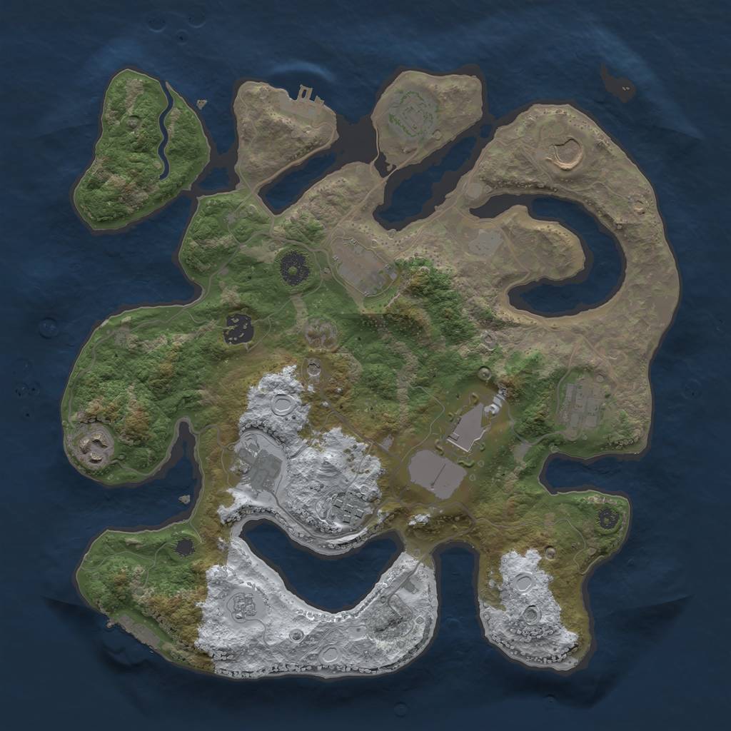 Rust Map: Procedural Map, Size: 3500, Seed: 2102450, 18 Monuments