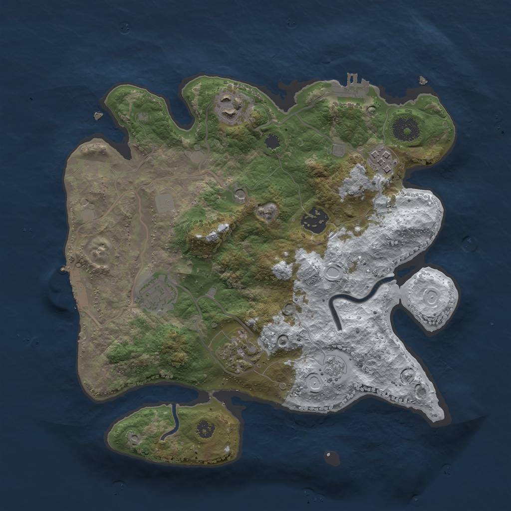 Rust Map: Procedural Map, Size: 3000, Seed: 40322, 14 Monuments