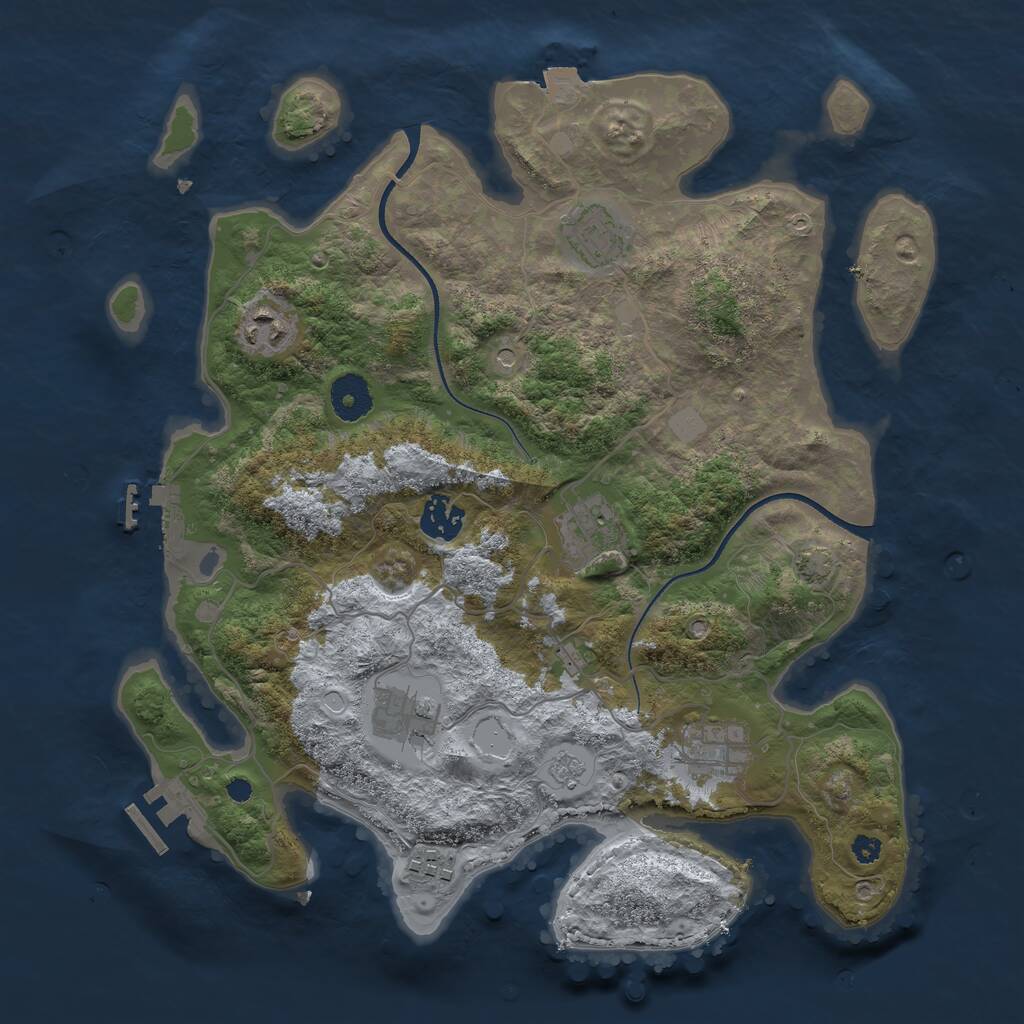 Rust Map: Procedural Map, Size: 3500, Seed: 5752053, 13 Monuments