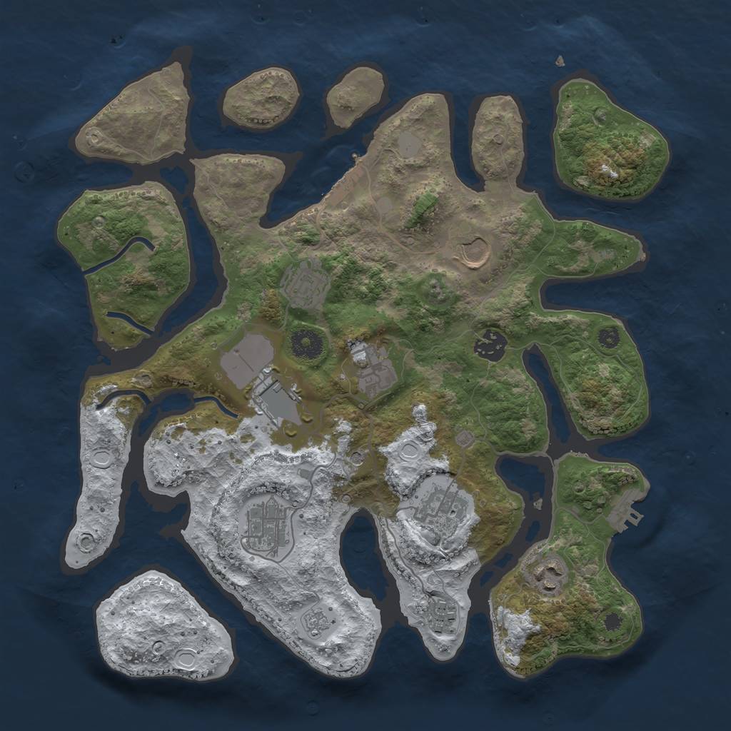 Rust Map: Procedural Map, Size: 3500, Seed: 2593907, 18 Monuments
