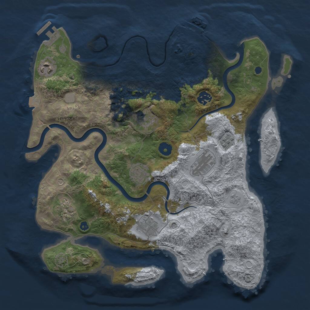 Rust Map: Procedural Map, Size: 3500, Seed: 4533913, 14 Monuments