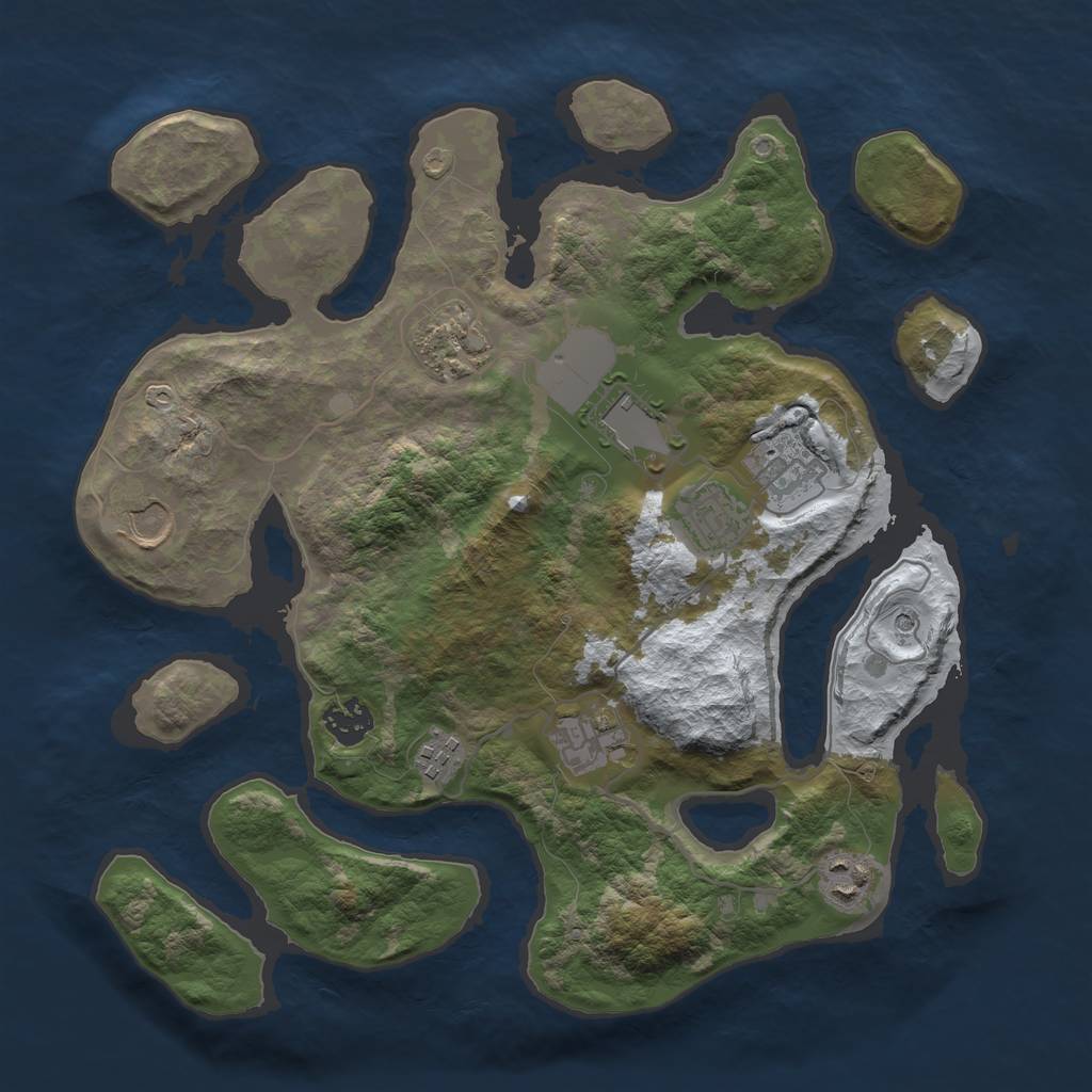 Rust Map: Barren, Size: 3500, Seed: 3308500, 12 Monuments