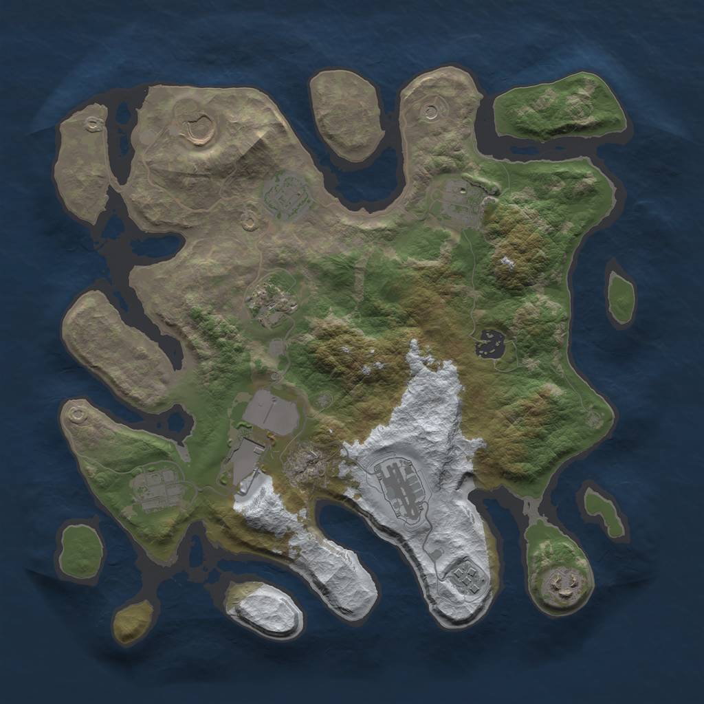 Rust Map: Barren, Size: 3500, Seed: 1669884, 13 Monuments