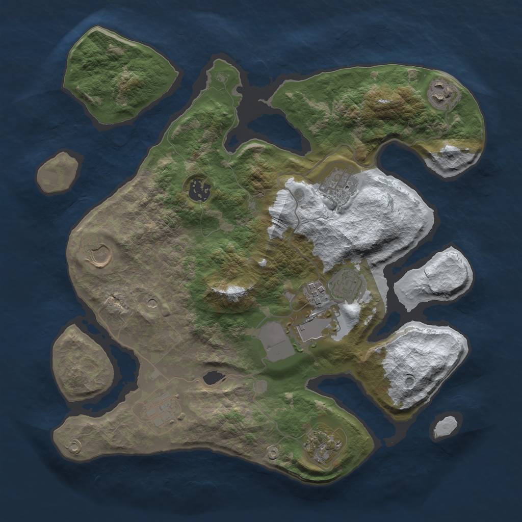 Rust Map: Barren, Size: 3500, Seed: 5880032, 12 Monuments