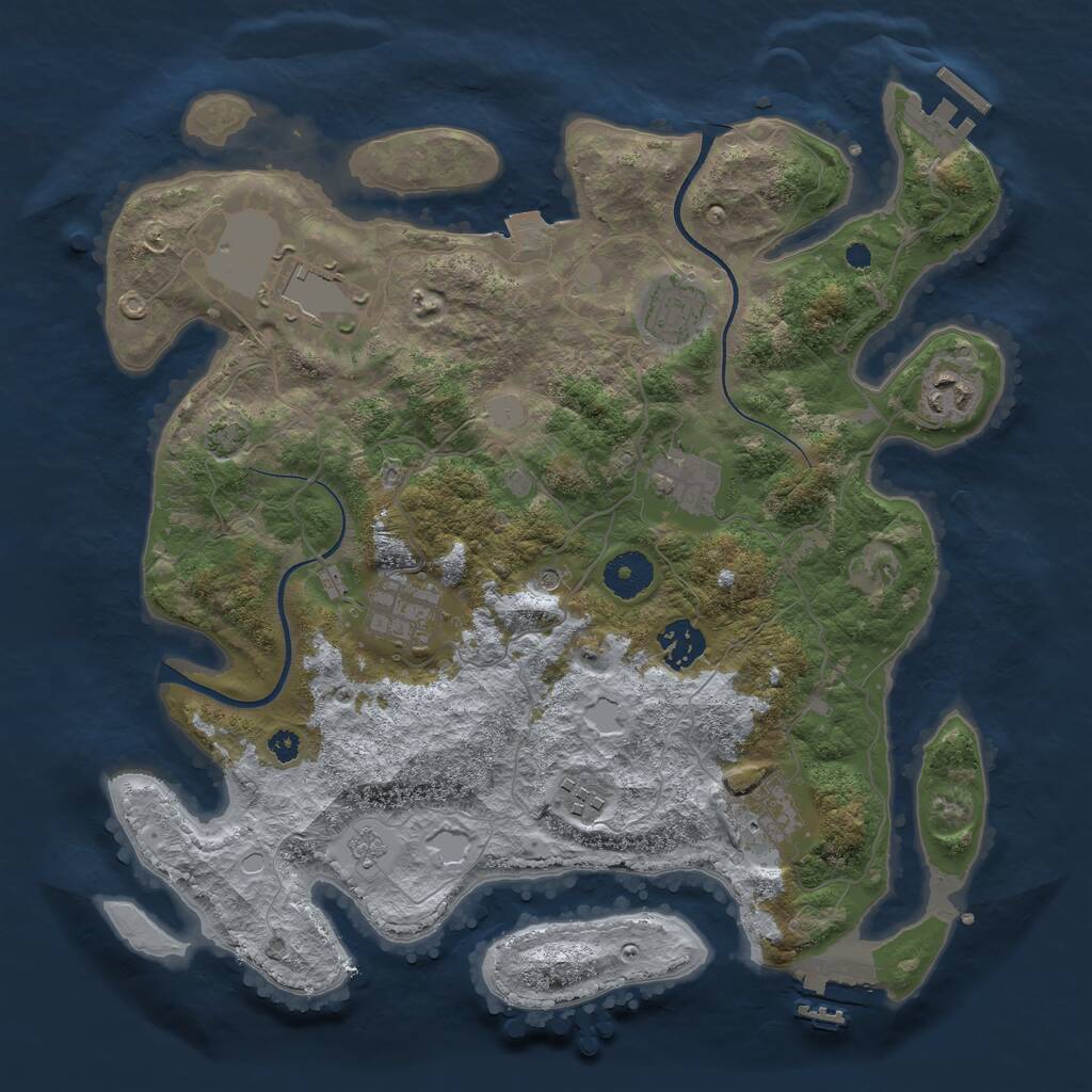 Rust Map: Procedural Map, Size: 3500, Seed: 5698756, 14 Monuments