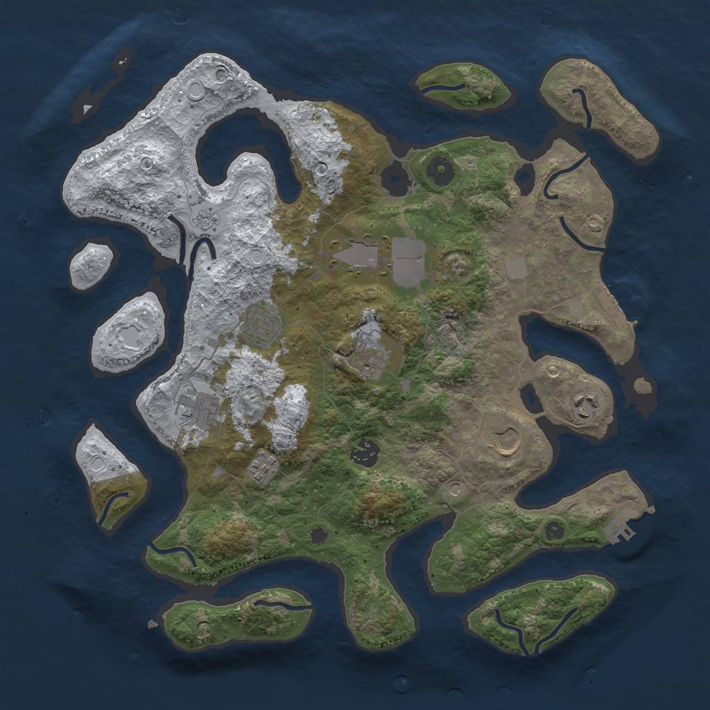 Rust Map: Procedural Map, Size: 3800, Seed: 814867822, 17 Monuments