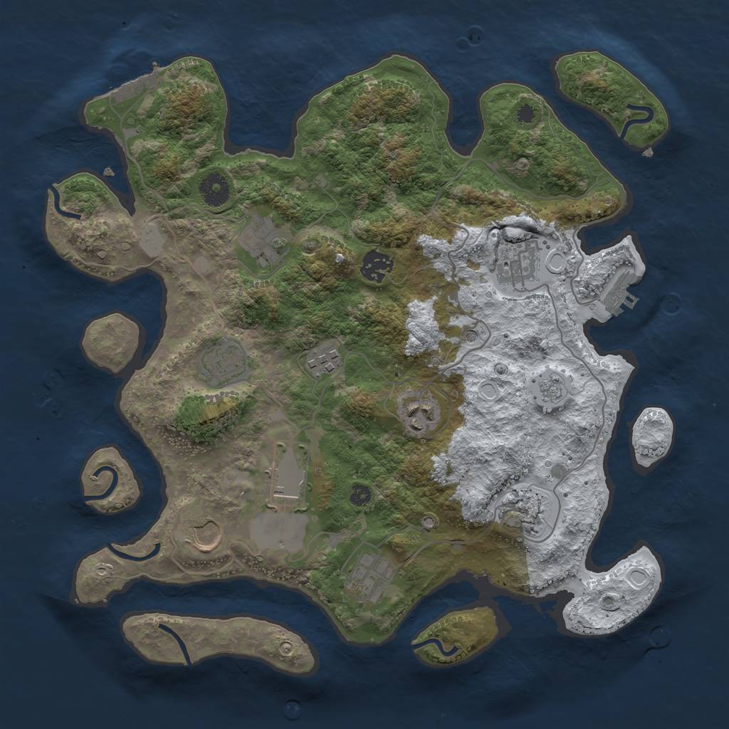 Rust Map: Procedural Map, Size: 3500, Seed: 1918105, 19 Monuments