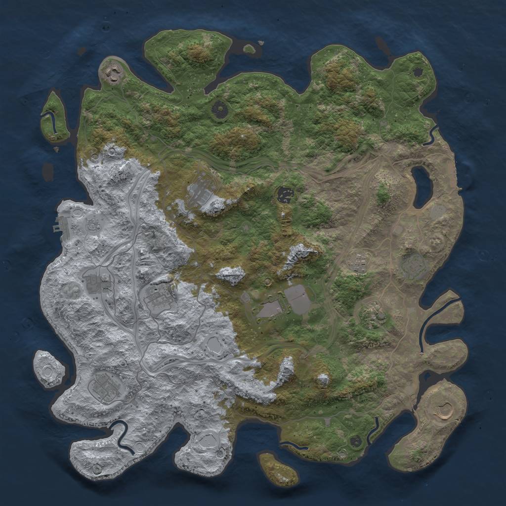 Rust Map: Procedural Map, Size: 4500, Seed: 4613110, 20 Monuments