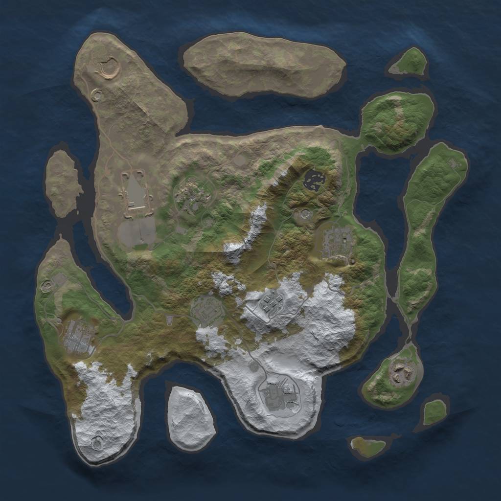Rust Map: Barren, Size: 3500, Seed: 1464861, 13 Monuments