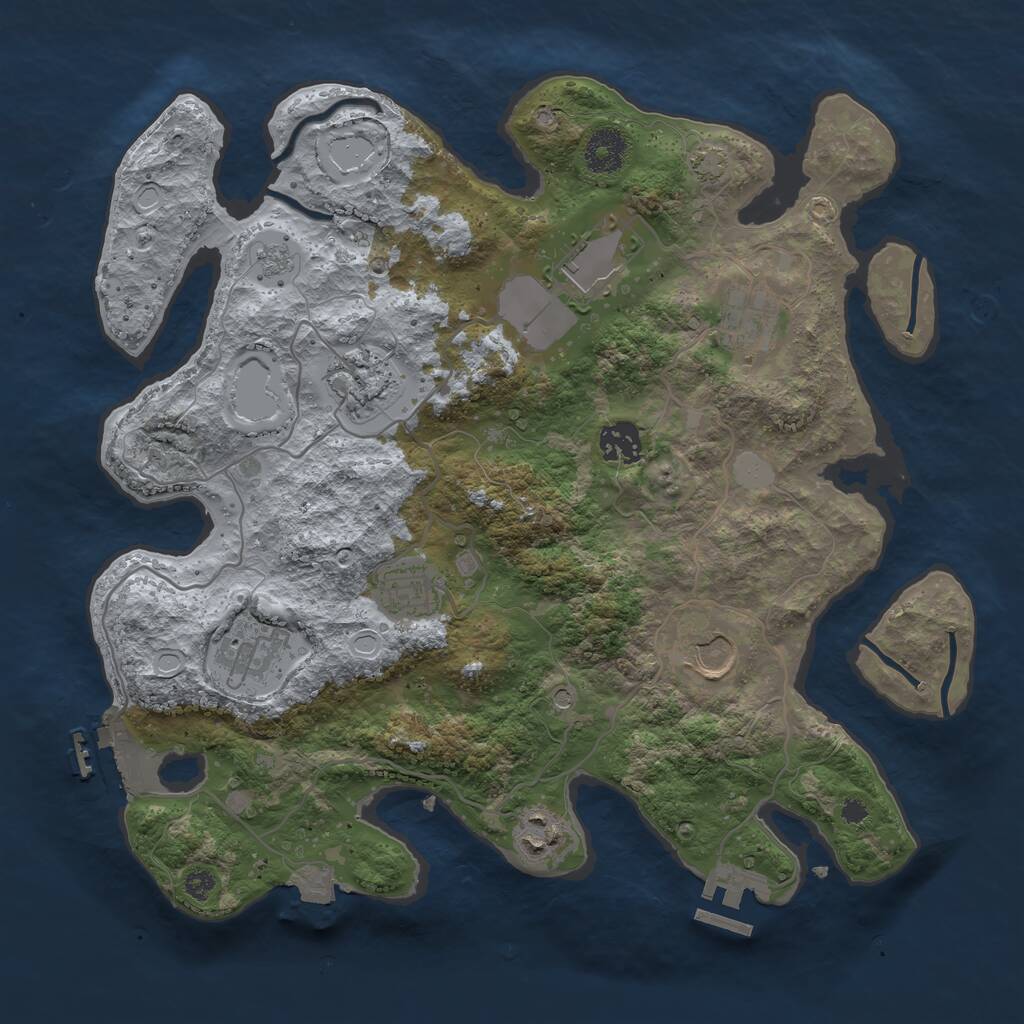 Rust Map: Procedural Map, Size: 3500, Seed: 1273150, 14 Monuments